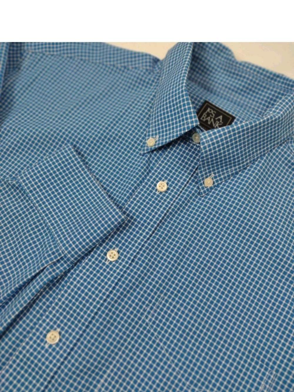 Jos. A. Bank Large Traveler Blue Micro-Check Button-Down Long Sleeve Shirt